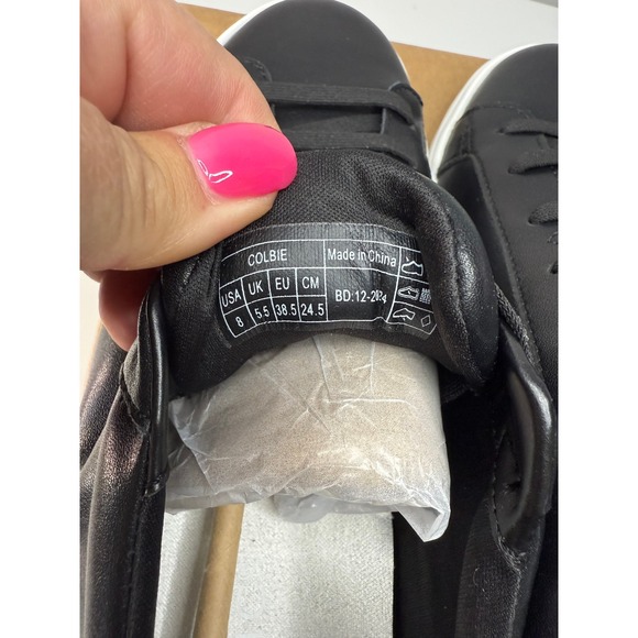 Vionic Colbie Black Leather Sneakers Orthotic J3223L5002 Womens Size 8 NWB